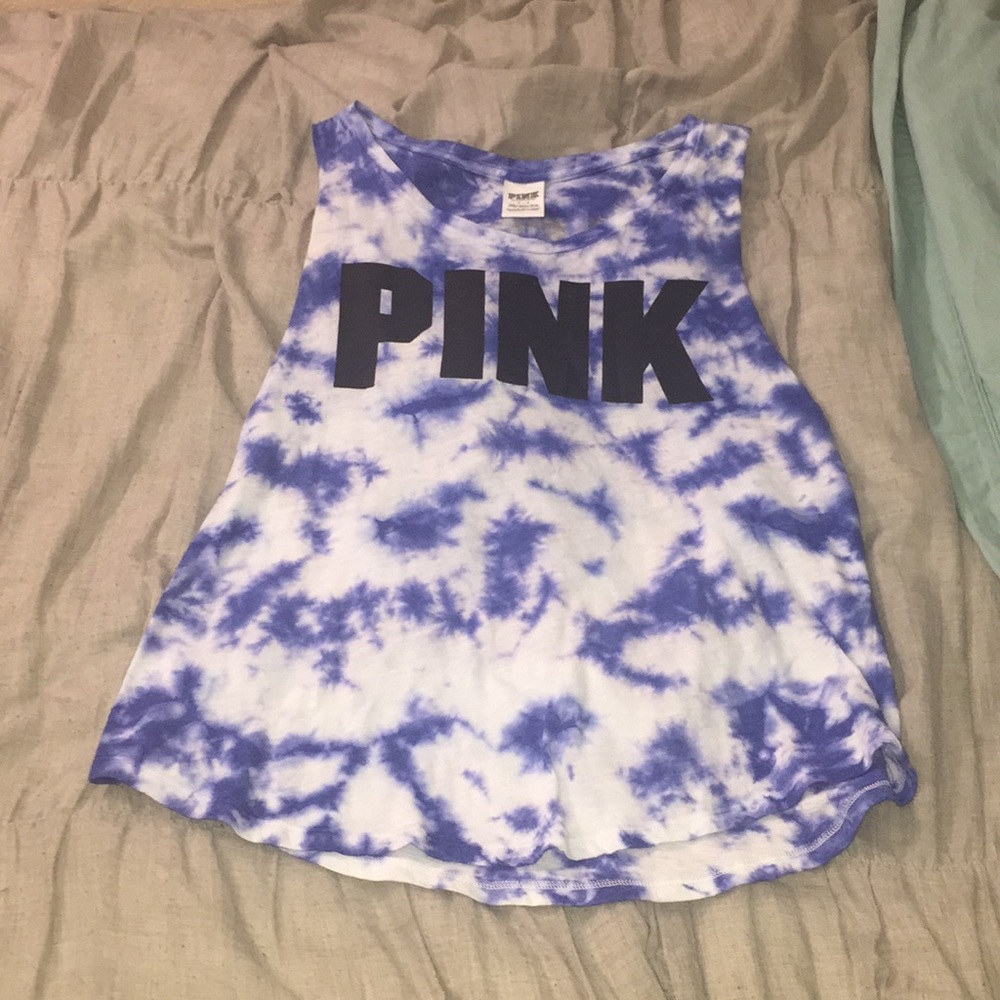 PINK Tie Dye American flag tank top